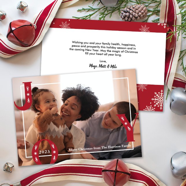 Modern JOY Christmas Family Photo  Holiday Card (Modern JOY Christmas Family Photo Holiday Card)