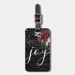 Modern Joy Christmas Floral Luggage Tag