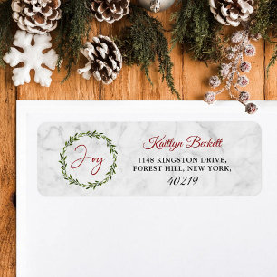 Modern "Joy" Christmas Return Address Label