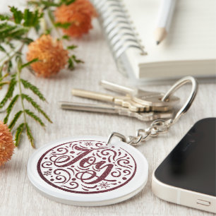 Modern Joy Christmas Round Mandela Key Ring