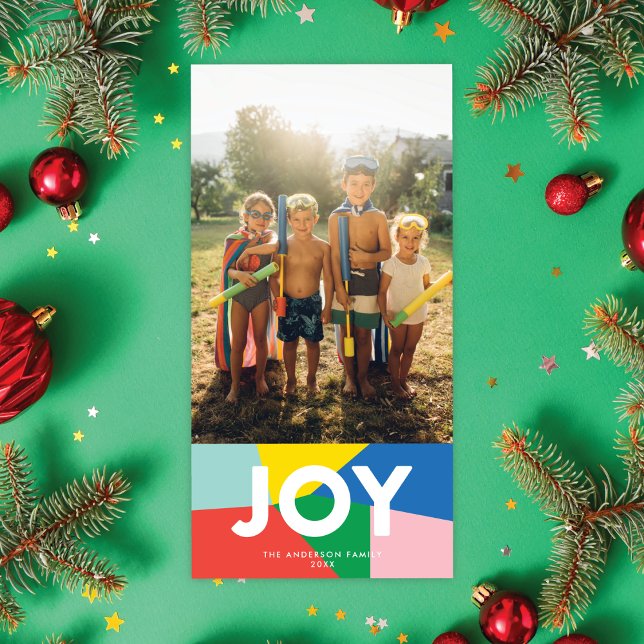 Modern JOY Colourful Mosaic Holiday Photo Card (Creator Uploaded)