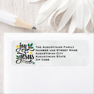 Modern Joy in Jesus Christian Christmas Address  Return Address Label