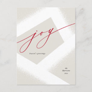 Modern Joy Minimalist Red & White Holiday No Photo Postcard