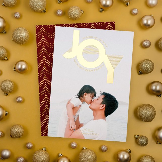 Modern Joy Photo Foil Holiday Card (Creator Uploaded)
