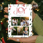Modern Joy Red Berry Botanical 5 Photo Christmas Holiday Card<br><div class="desc">Make Christmas greetings extra special this year with our Modern Joy Red Berry Botanical 5 Photo Christmas card! This modern and chic holiday card has all the sophistication of a formal holiday card, while also maintaining the light and joyful spirit of the season. The cover features a beautiful deep red...</div>