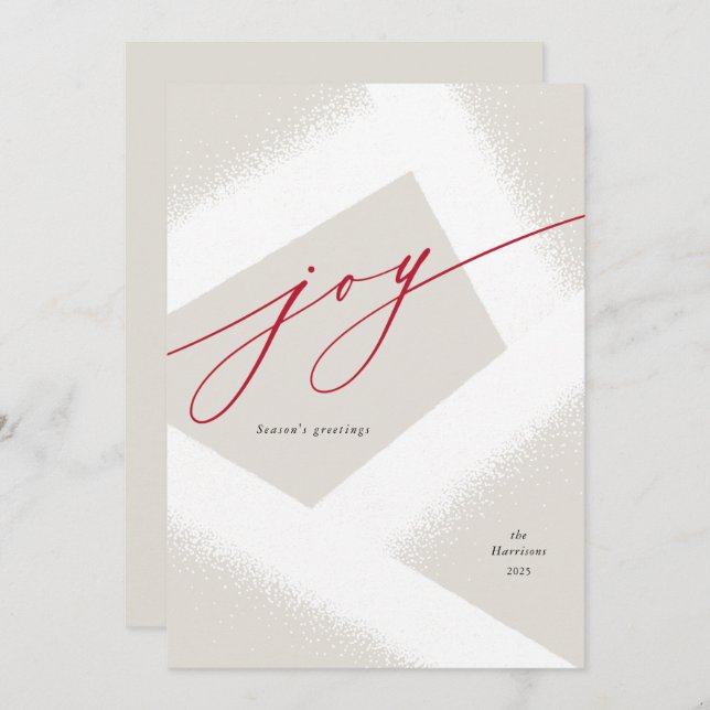 Modern Joy Simple Abstract Non-Photo Holiday Card (Front/Back)