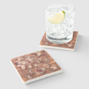 Modern joyful burnt orange butterflies embroidery stone coaster