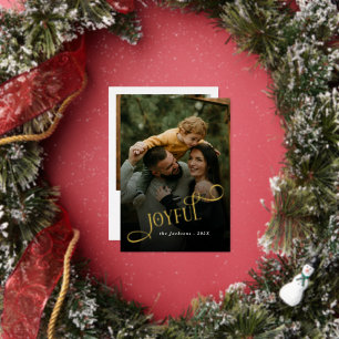 Modern Joyful Family 2 Photo Christmas  Foil Holiday Card