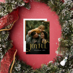 Modern Joyful Family 2 Photo Christmas  Foil Holiday Card