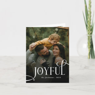 Modern Joyful Family 2 Photo Christmas Holiday Card