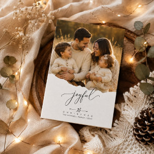 Modern Joyful Family Christmas Wave Photo Holiday Card