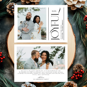 Modern Joyful Married Newlywed Merry Christmas Holiday Card