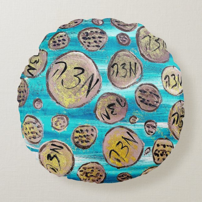 Modern Joyful Matzah Round Cushion (Front)