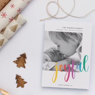 Modern 'joyful' photo Christmas Holiday Card