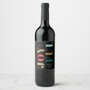 Modern Joyful Type Christmas Holiday Wine Label