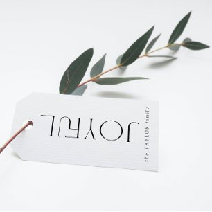 Modern Joyful Typography Christmas Holiday Gift Tags