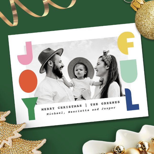 Modern JOYFUL Typography Colourful Holiday Card (Creator Uploaded)