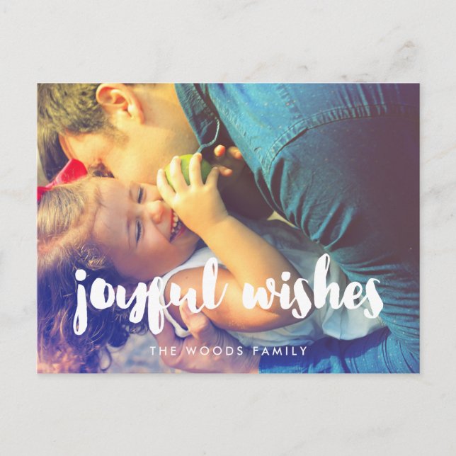 Modern Joyful wishes Holiday photo Postcard (Front)