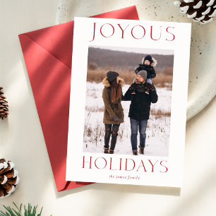 Modern Joyous Holidays Family Photo Christmas Card