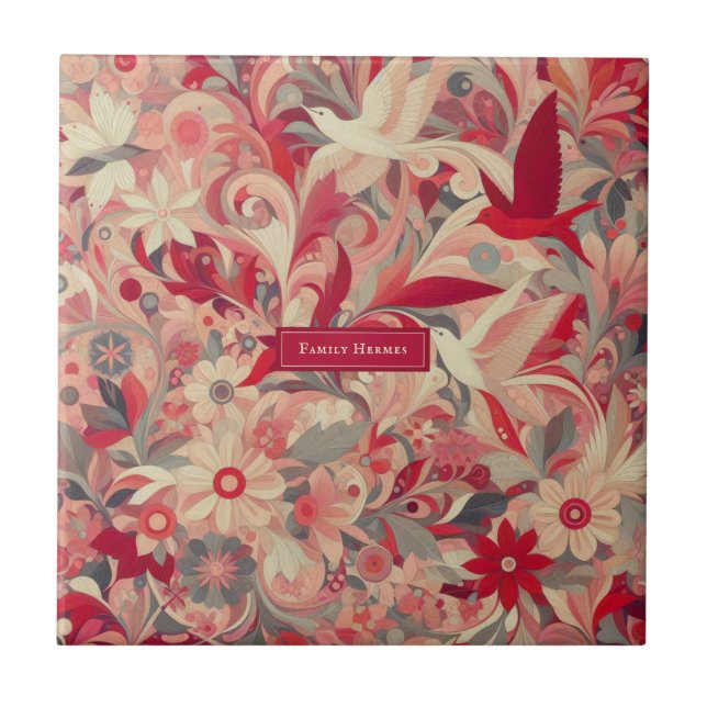 Modern jungle art ceramic tile (Front)