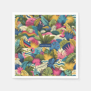 Modern jungle art napkin