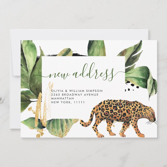 Modern Jungle Greenery Moving Announcement Card (Front)
