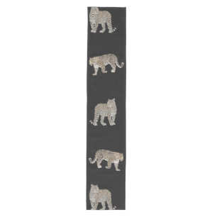 Modern Jungle Leopard Animals Black Pattern Medium Table Runner