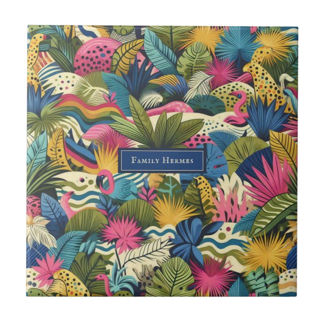 Modern jungle Morris art Ceramic Tile (Front)