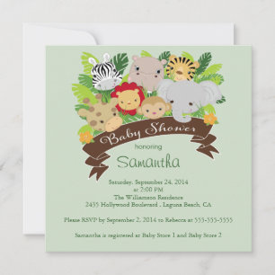 Modern Jungle Safari Animals Baby Shower Invitation