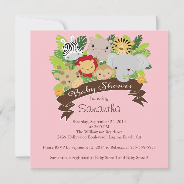 Modern Jungle Safari Animals Baby Shower Invitation (Front)