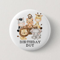 Modern Jungle Safari Animals Wild One Birthday Boy