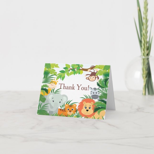 Modern Jungle Safari Baby Shower Thank You Card (Front)