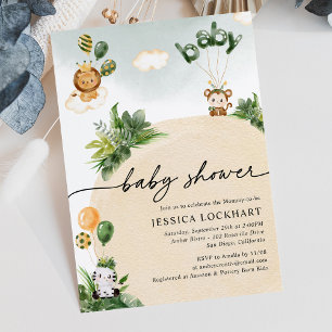 Modern Jungle Safari Boy Baby Shower Invitation