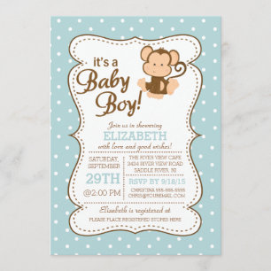 Modern Jungle Safari Monkey Baby Shower Invitation