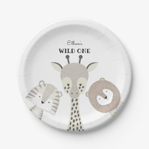 Modern Jungle Wild One Birthday Safari Baby Shower Paper Plate