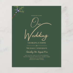 Modern JUNIPER Green GOLD Wedding Invite