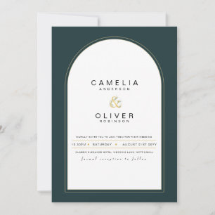 Modern JUNIPER Green Gold Wedding INVITE QR Code