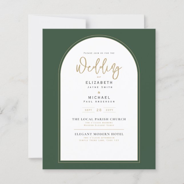 Modern Juniper Green Wedding Invitation (Front)