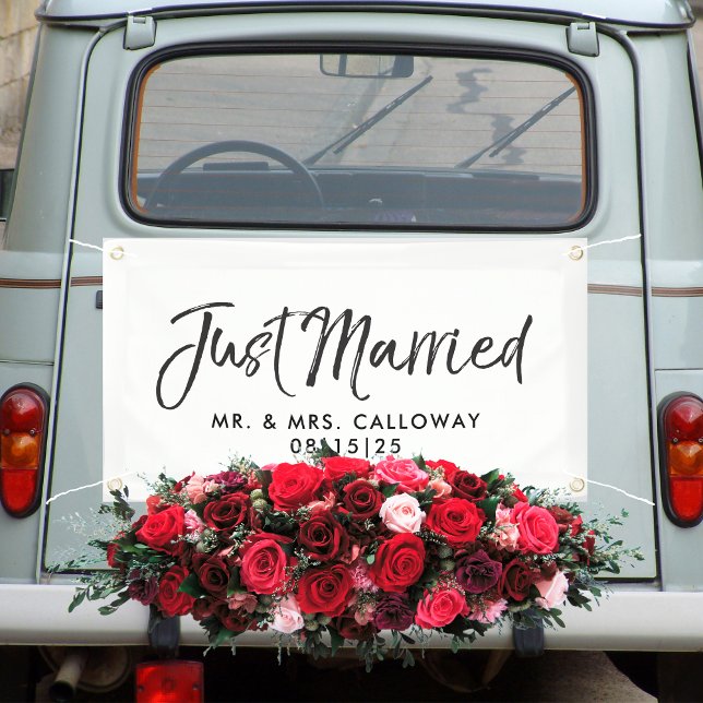Modern Just Married Car Banner (Creator Uploaded)