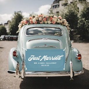 Modern Just Married Car Banner