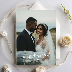 Modern Just Married Wedding Photo Announcement
