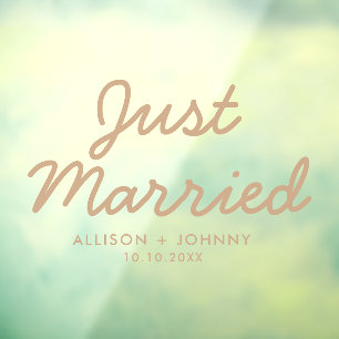 Modern Just Married Wedding Reception Car Decal