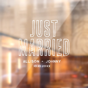 Modern Just Married Wedding Reception Car Decal