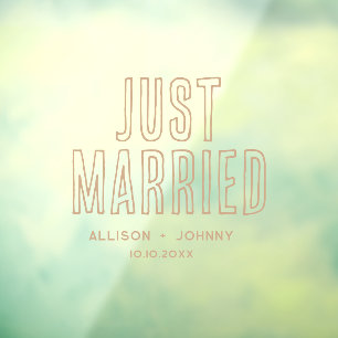 Modern Just Married Wedding Reception Car Decal