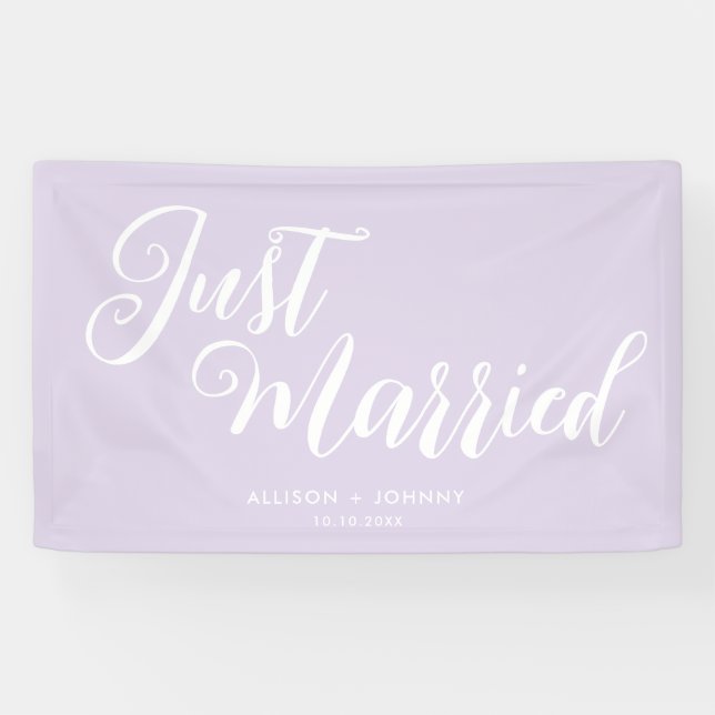 Modern Just Married Wedding Reception Simple Banner (Horizontal)