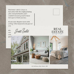 Modern Just Sold Neutral Real Estate Agent Postcard