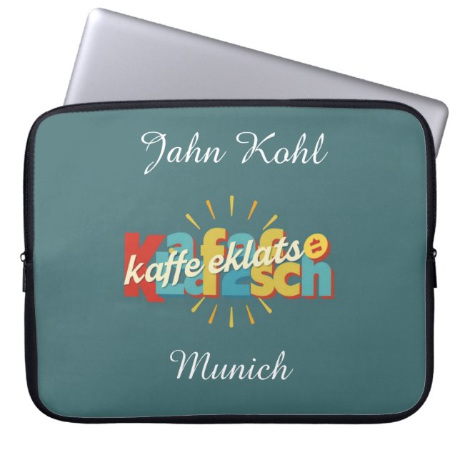Modern Kaffeeklatsch German Heritage Personalized Laptop Sleeve (Front)