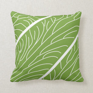Modern Kalo Leaf White/Green Cushion