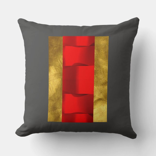 Modern Keep Gold 3D Red Grey Pillow (Front)