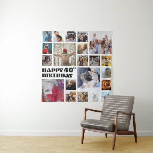 Modern Keepsake Any Age Photo Collage Tapestry